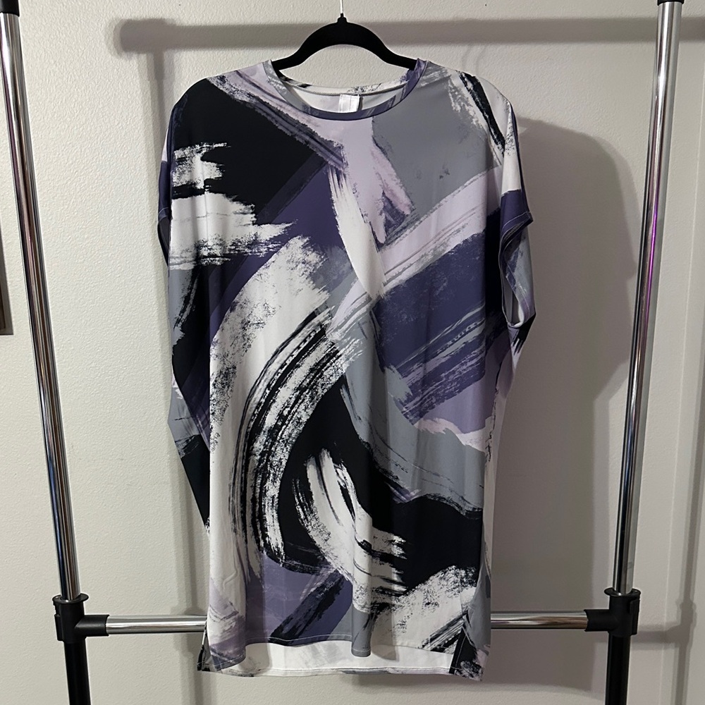 Abstract Print Women's Tunic - Black, Gray, Purple